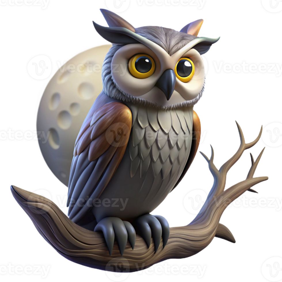 beautiful abstract A Wise Old Owl Perched on a Gnarled detailed png