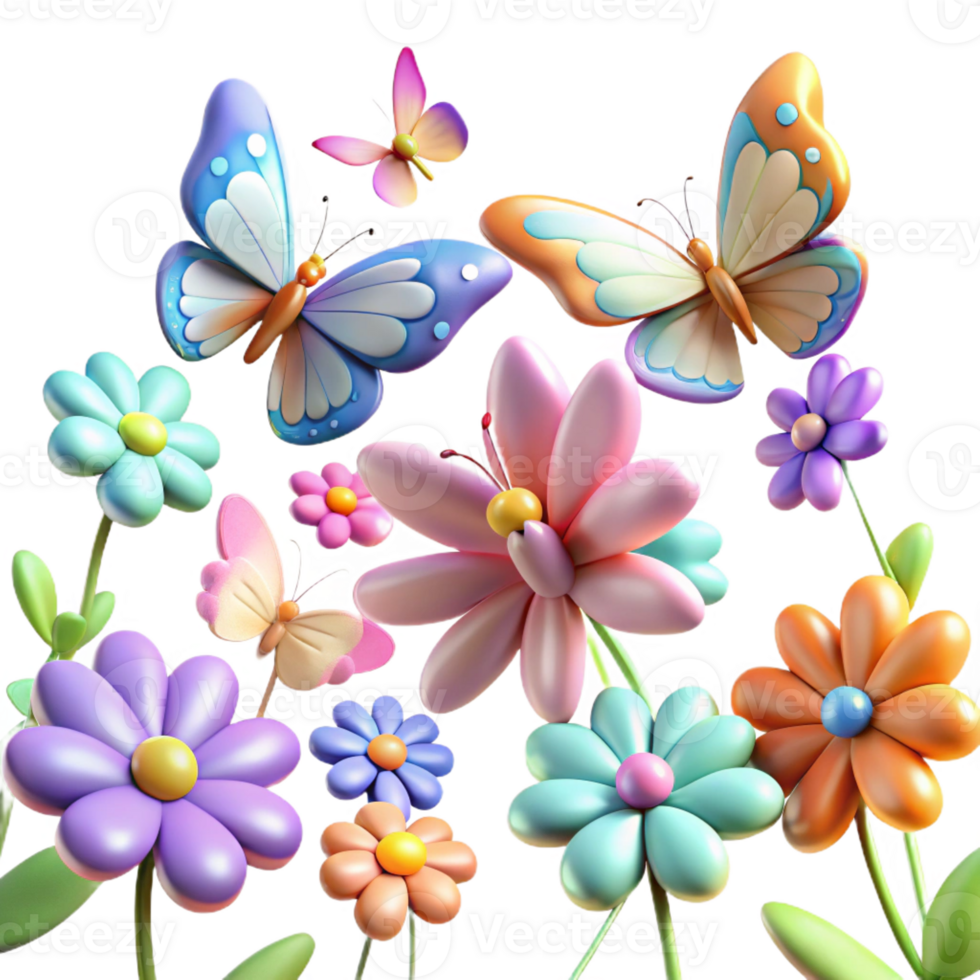 impressive creative A Swarm of Colorful Butterflies detailed png