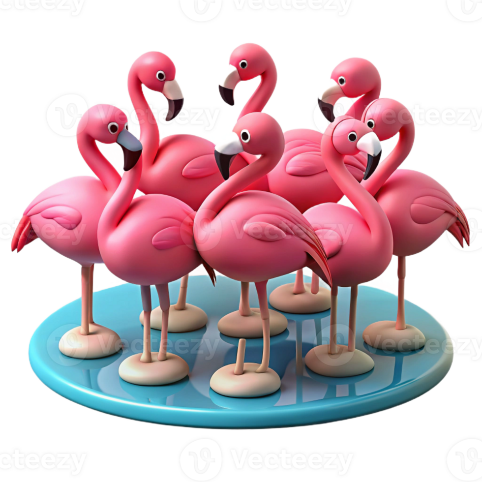 serene minimalist A Flock of Flamingos Standing in a original png