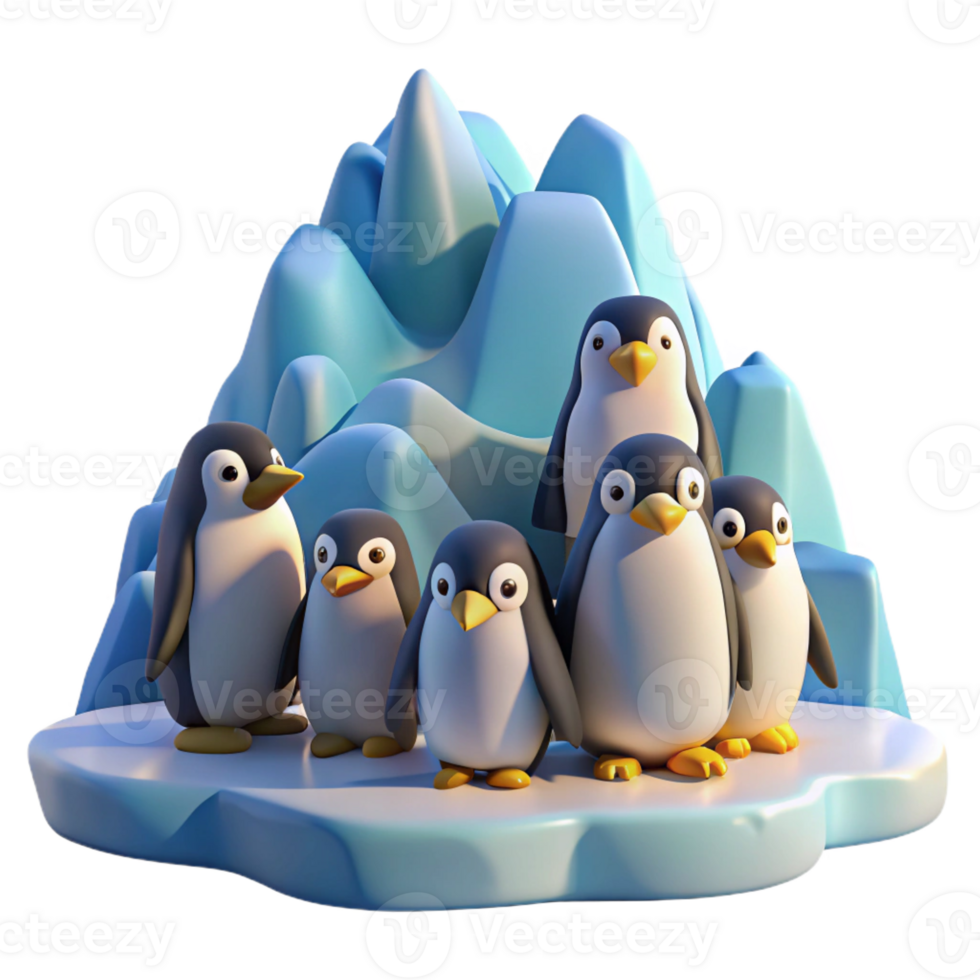 dramatic artistic A Group of Penguins Huddled Together on high quality png