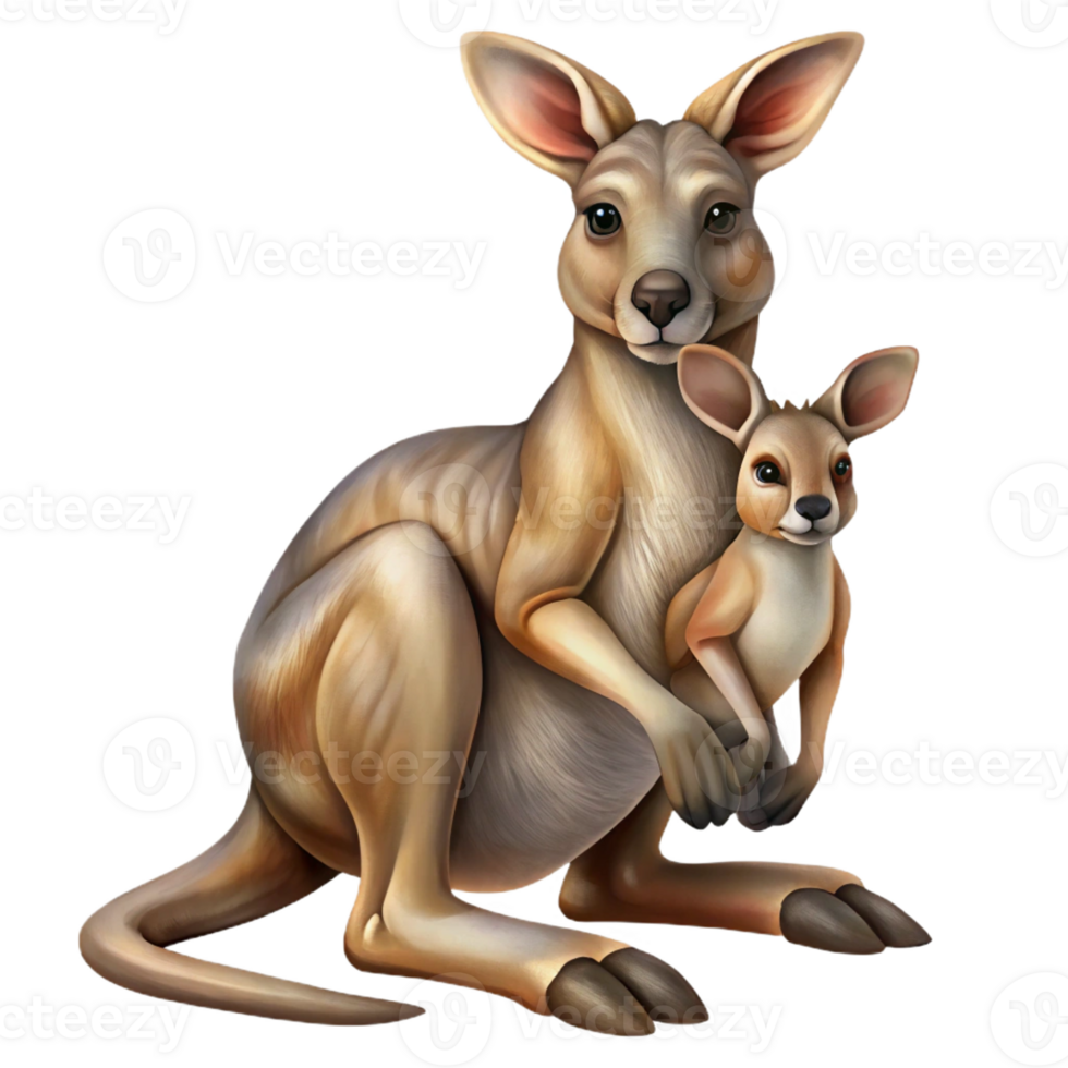 stunning classic A Mother Kangaroo with a Joey in Her professional png