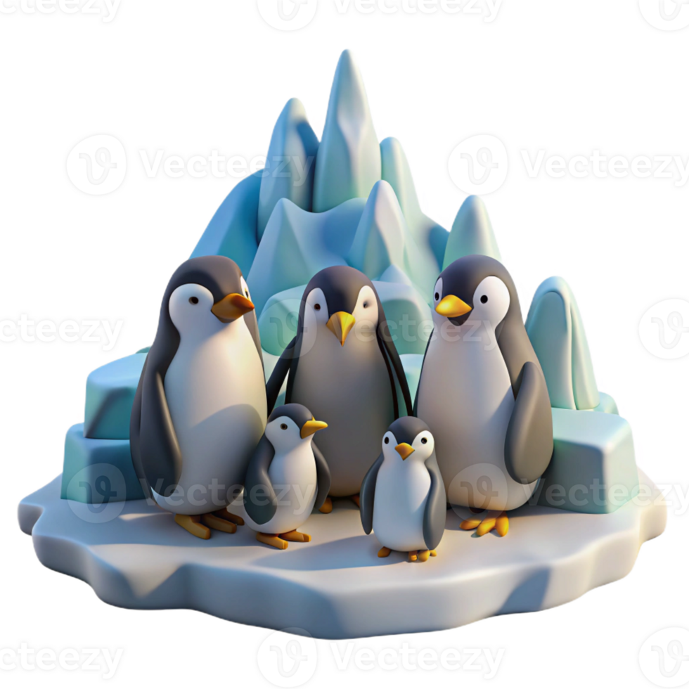 dramatic creative A Group of Penguins Huddled Together on detailed png
