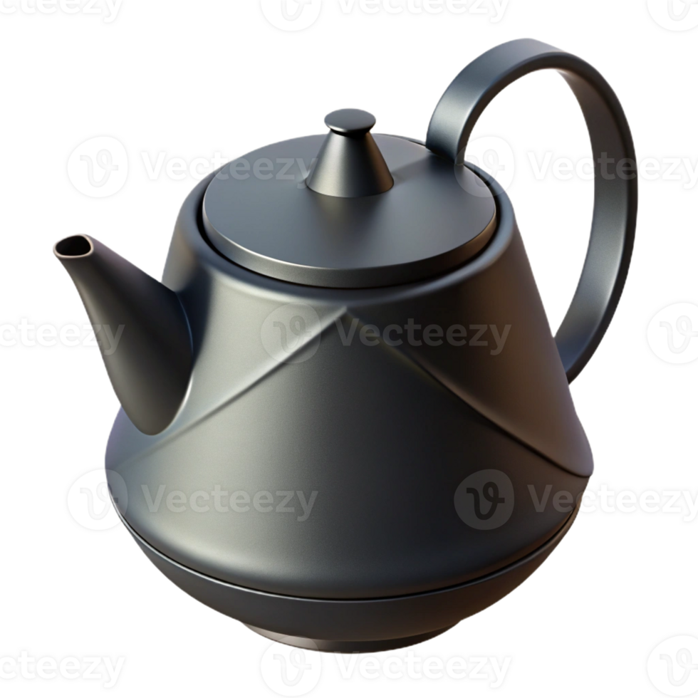 beautiful abstract A Sleek Matte Black Ceramic Teapot with a detailed png
