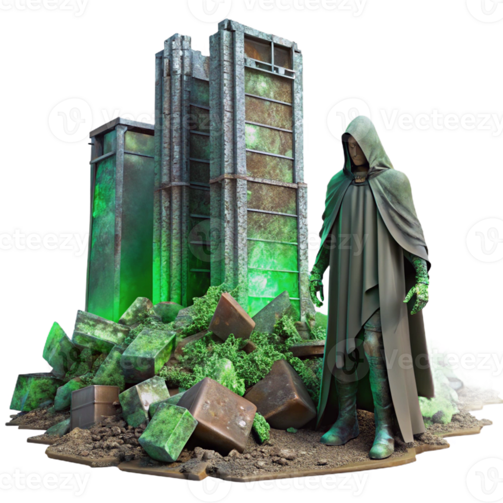 serene vintage A Lone Figure Cloaked in Tattered Rags original png