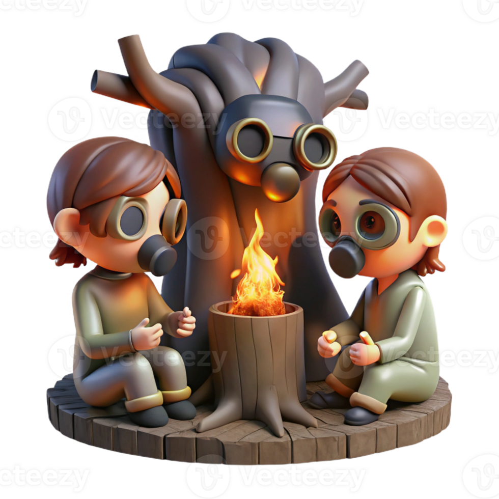 vibrant creative A Group of Children Wearing Gas Masks premium png