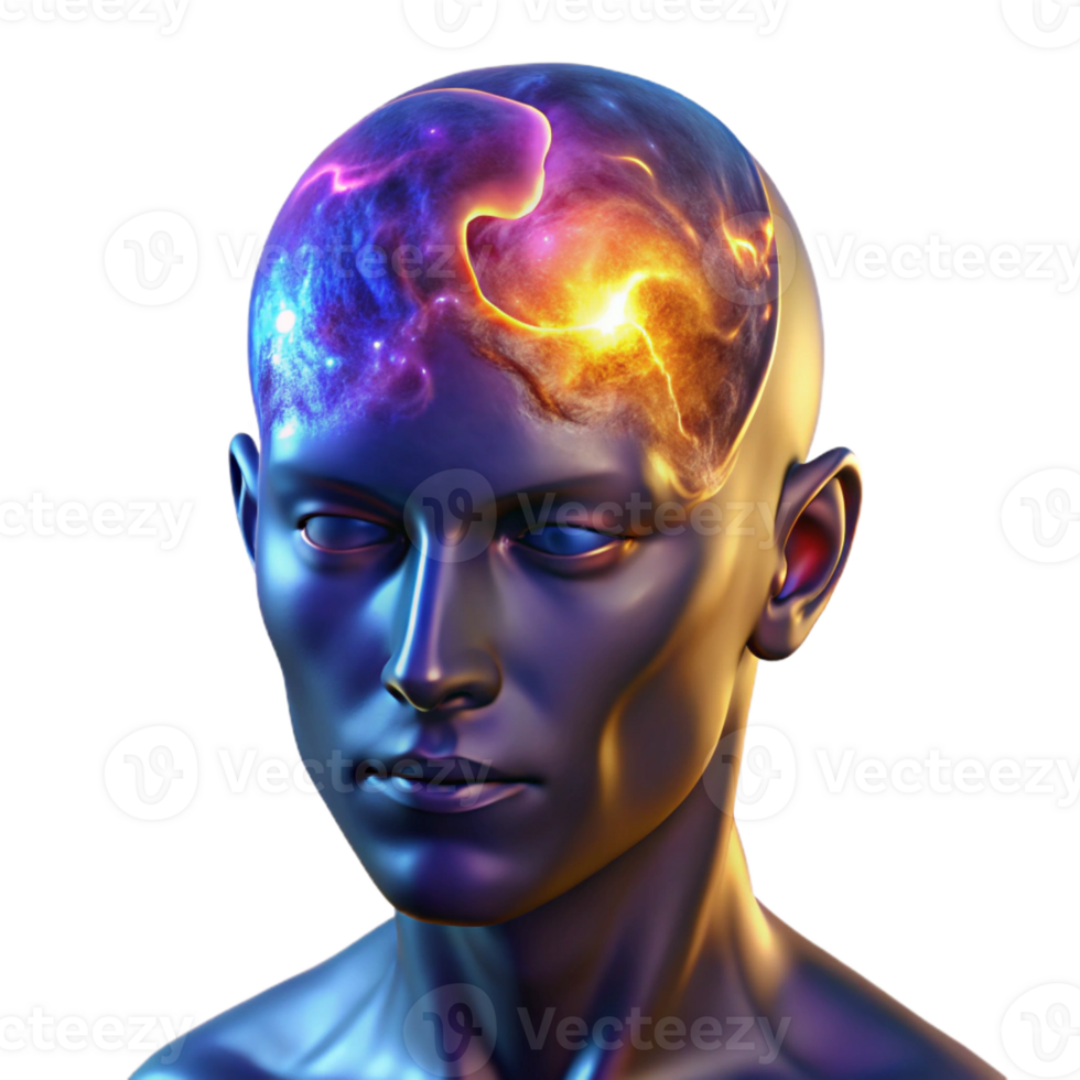 extraordinary minimalist A Colossal Translucent Human Head Filled 4K png