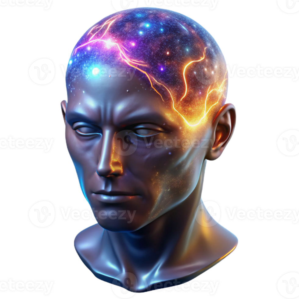 elegant creative A Colossal Translucent Human Head Filled genuine png