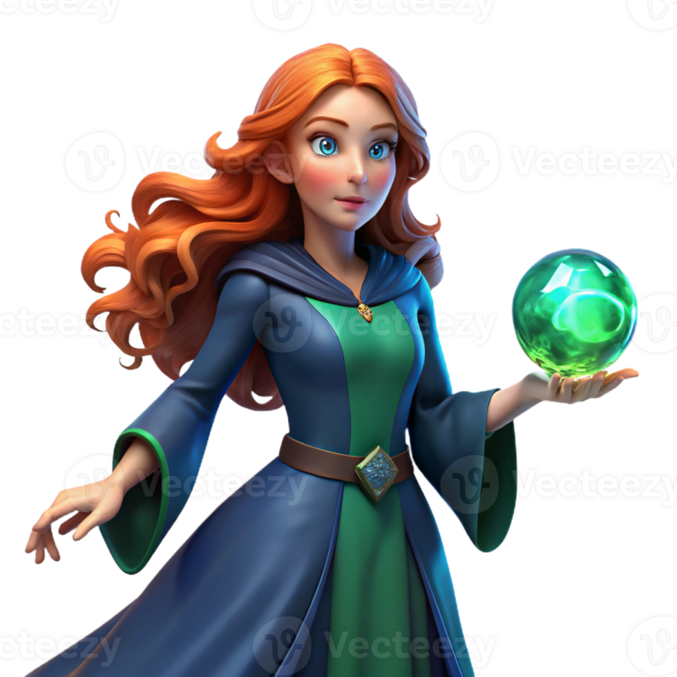 extraordinary traditional A Young Sorceress with Flowing Auburn Hair high resolution png