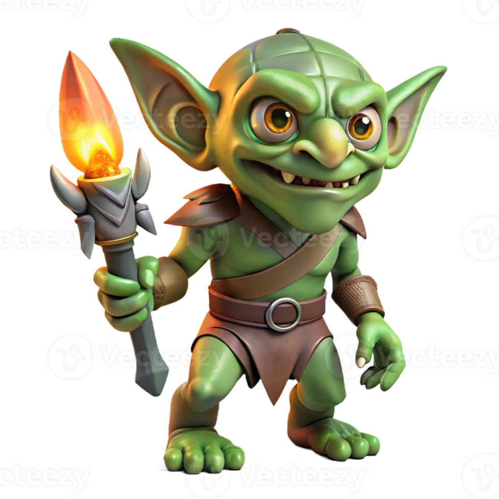 elegant rustic A Grotesque Goblin with Warty Green Skin detailed png