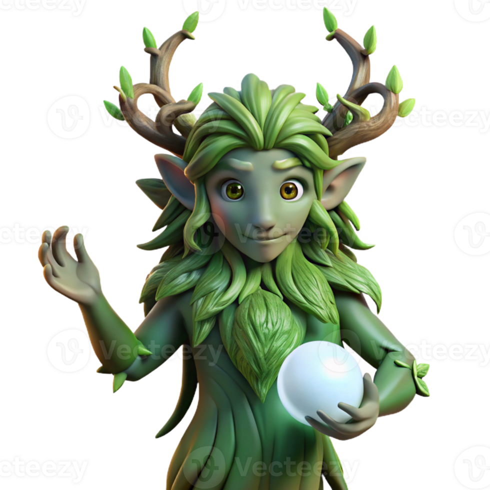elegant contemporary A Serene Forest Spirit with Skin of Green high quality png