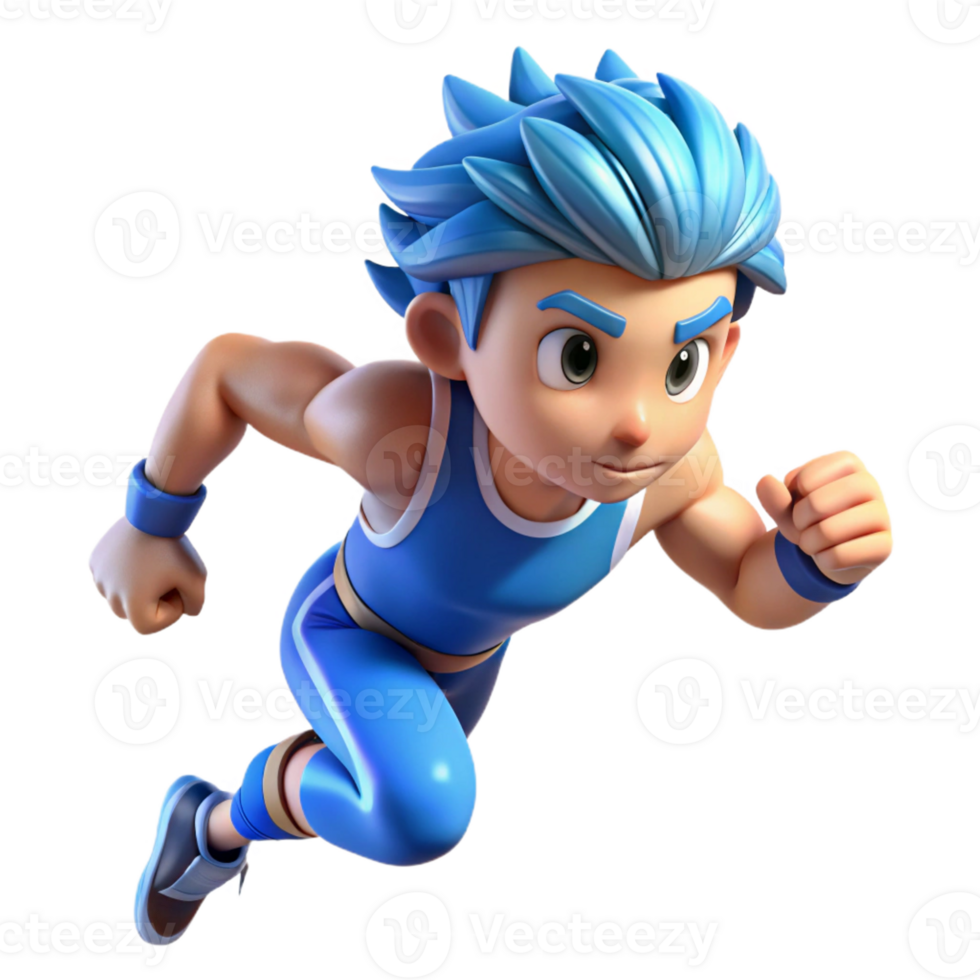 extraordinary vintage A Determined Athlete with Spiky Blue Hair genuine png