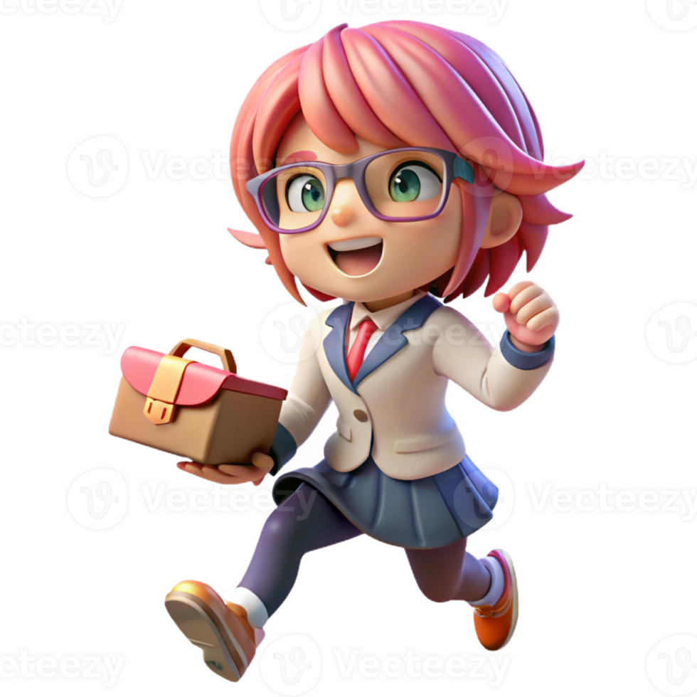 extraordinary abstract A Cheerful Schoolgirl with Short Pink premium png
