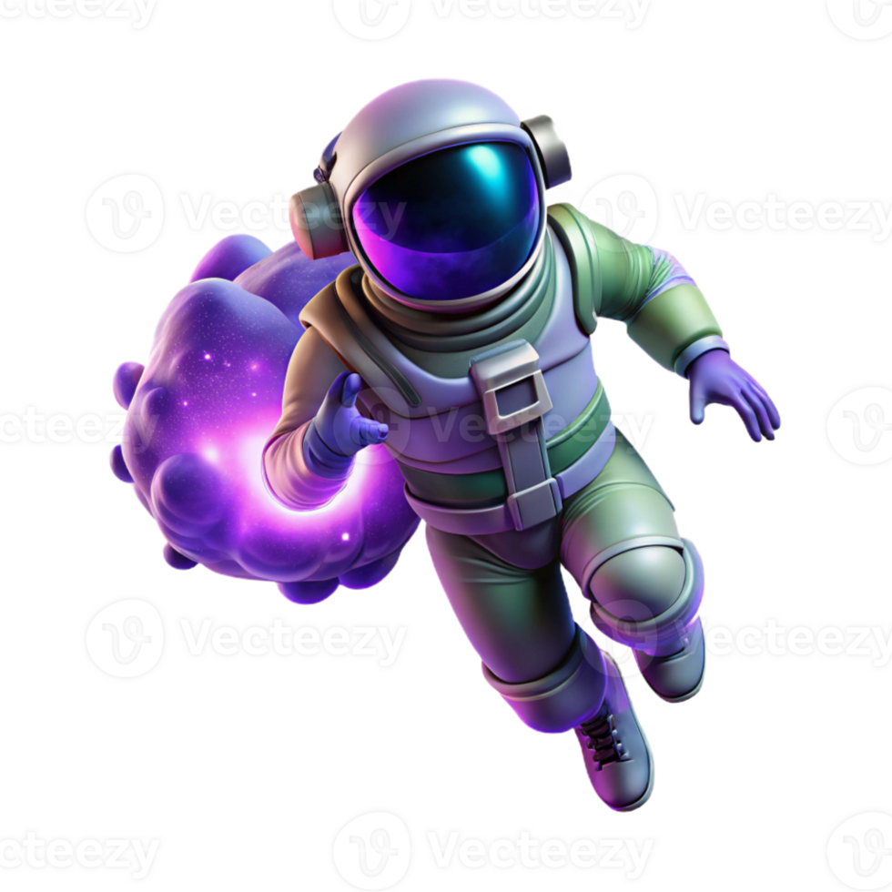 vibrant contemporary A Lone Astronaut Clad in a Bioluminescent premium png