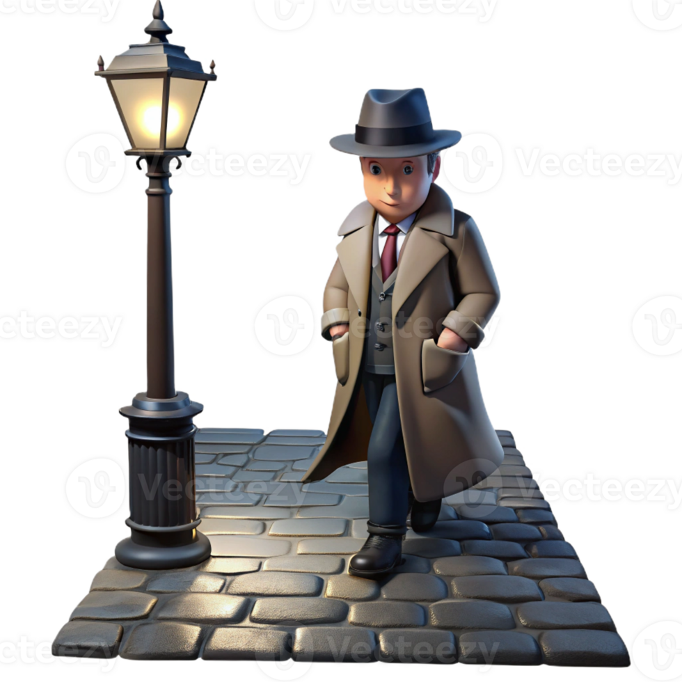 magnificent rustic A Lone Trench Coat Clad Detective with a authentic png