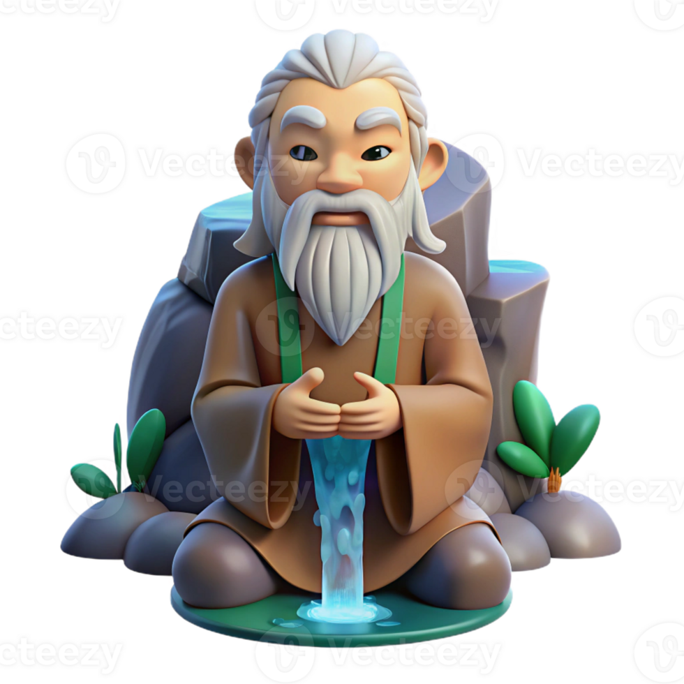 dramatic traditional A Wise Old Sage with a Long White Beard authentic png