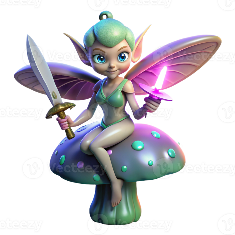 serene vintage A Whimsical Mischievous Pixie with premium png