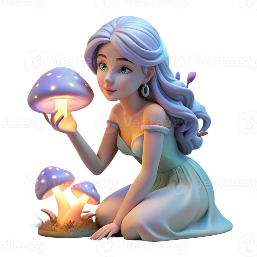 elegant traditional A Young Woman with Firefly Lit Hair Kneels 4K png