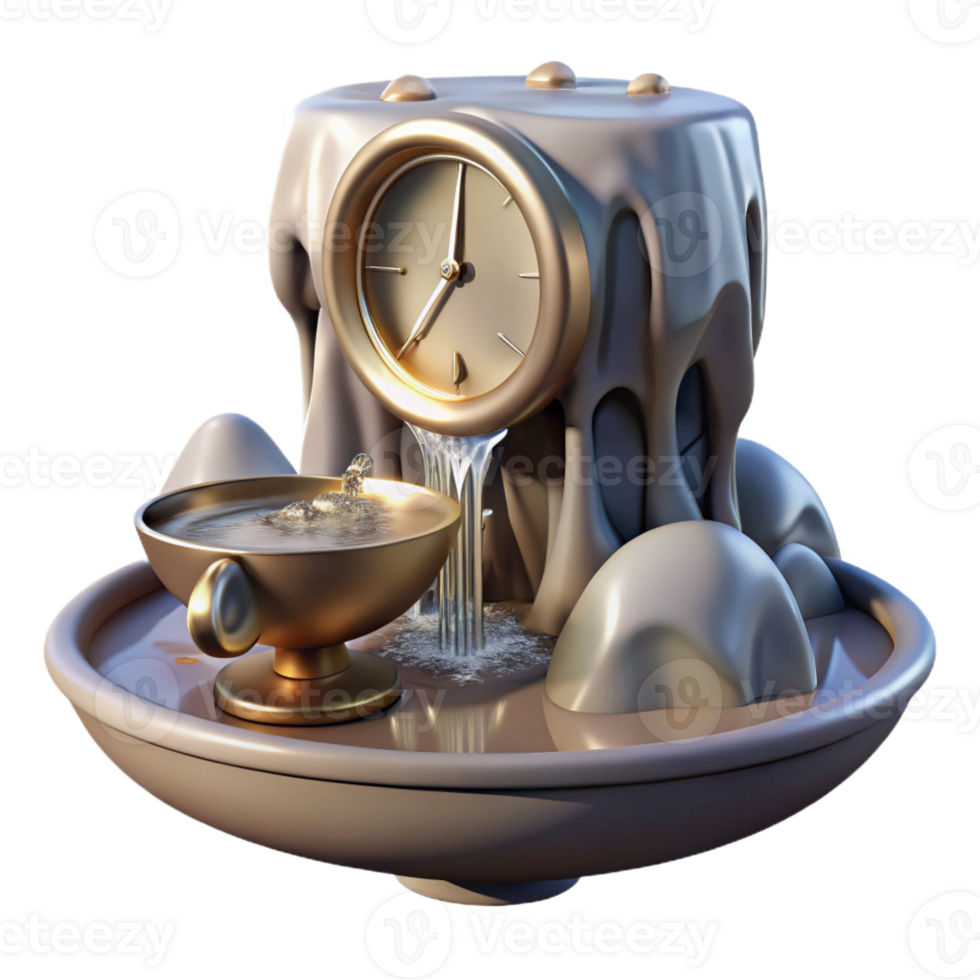 serene classic A Giant Clock Face Melts Into a Waterfall exclusive png