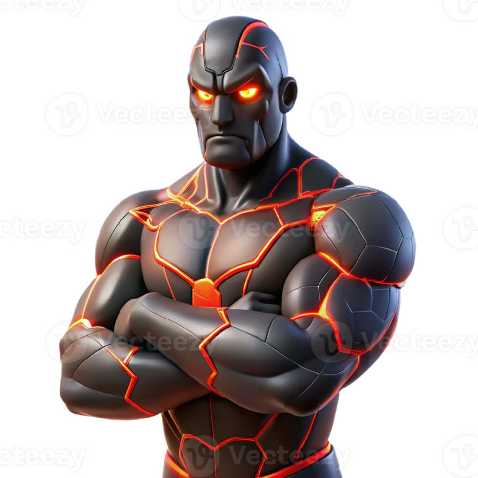 serene contemporary A Powerful Muscular Superhero with Skin high quality png