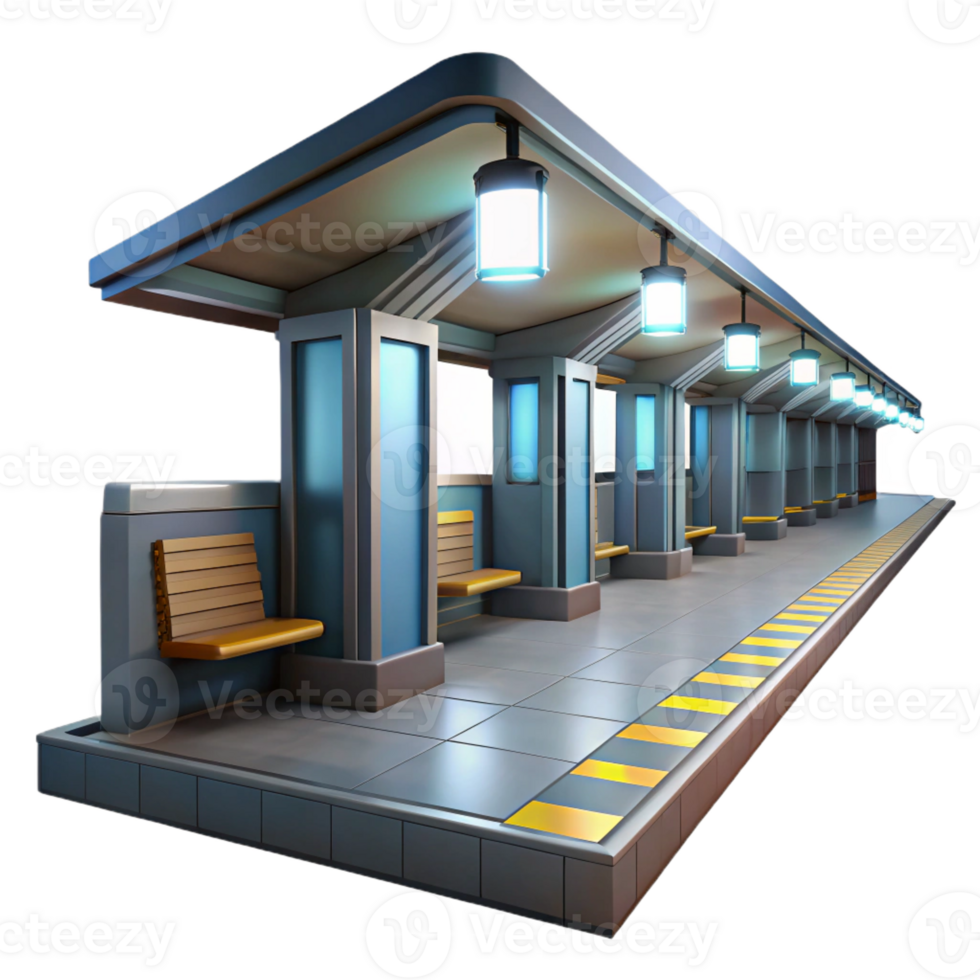 stunning creative Empty Subway Platform Flickering Fluorescen premium png