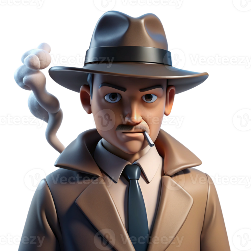 vibrant classic A Lone Detective in a Trench Coat and original png