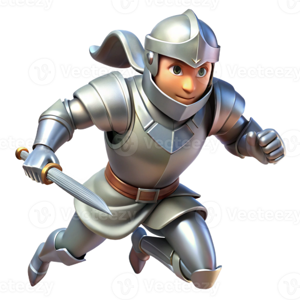 stunning creative A Brave Knight with Shining Silver Armor exclusive png