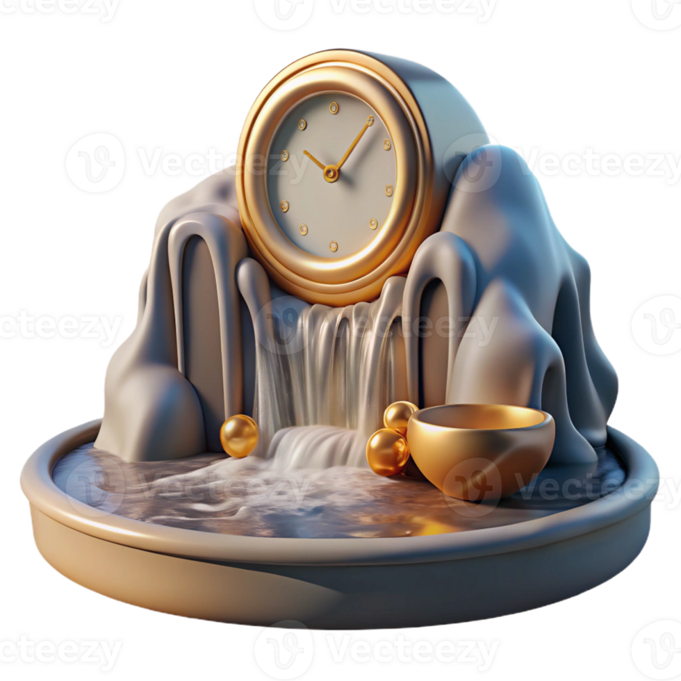 magnificent rustic A Giant Clock Face Melts Into a Waterfall detailed png