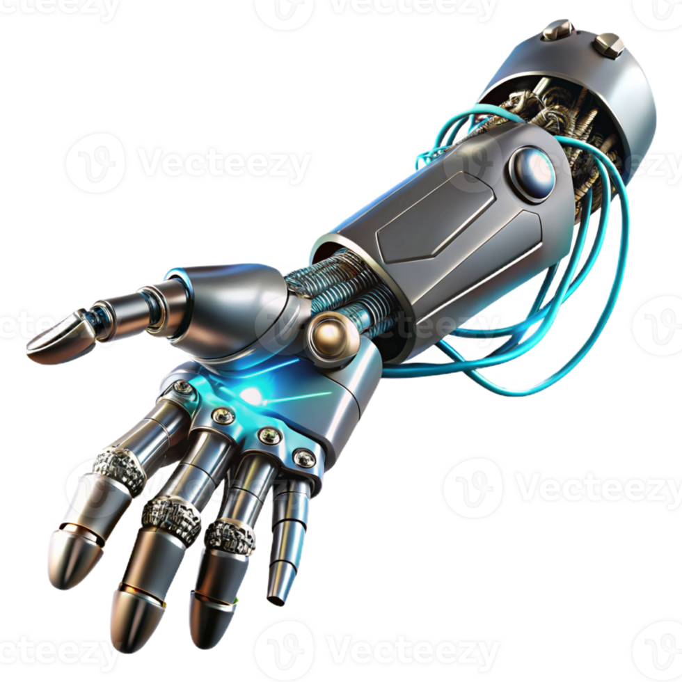 extraordinary artistic A Powerful Chrome Plated Cybernetic Arm original png