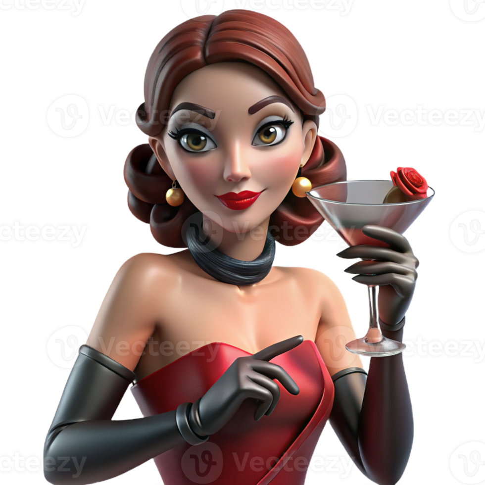 extraordinary artistic A Glamorous Woman with a Crimson Dress and high quality png
