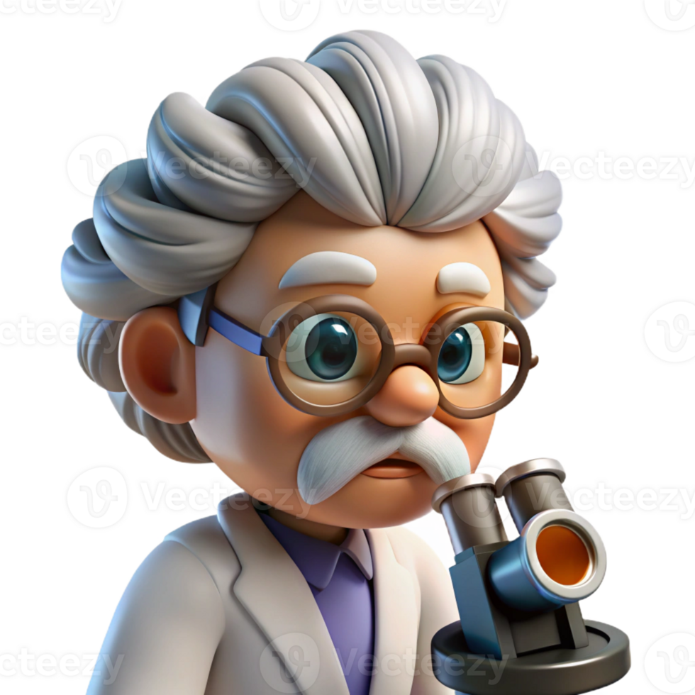 beautiful vintage A Curious Scientist with Messy White Hair high quality png