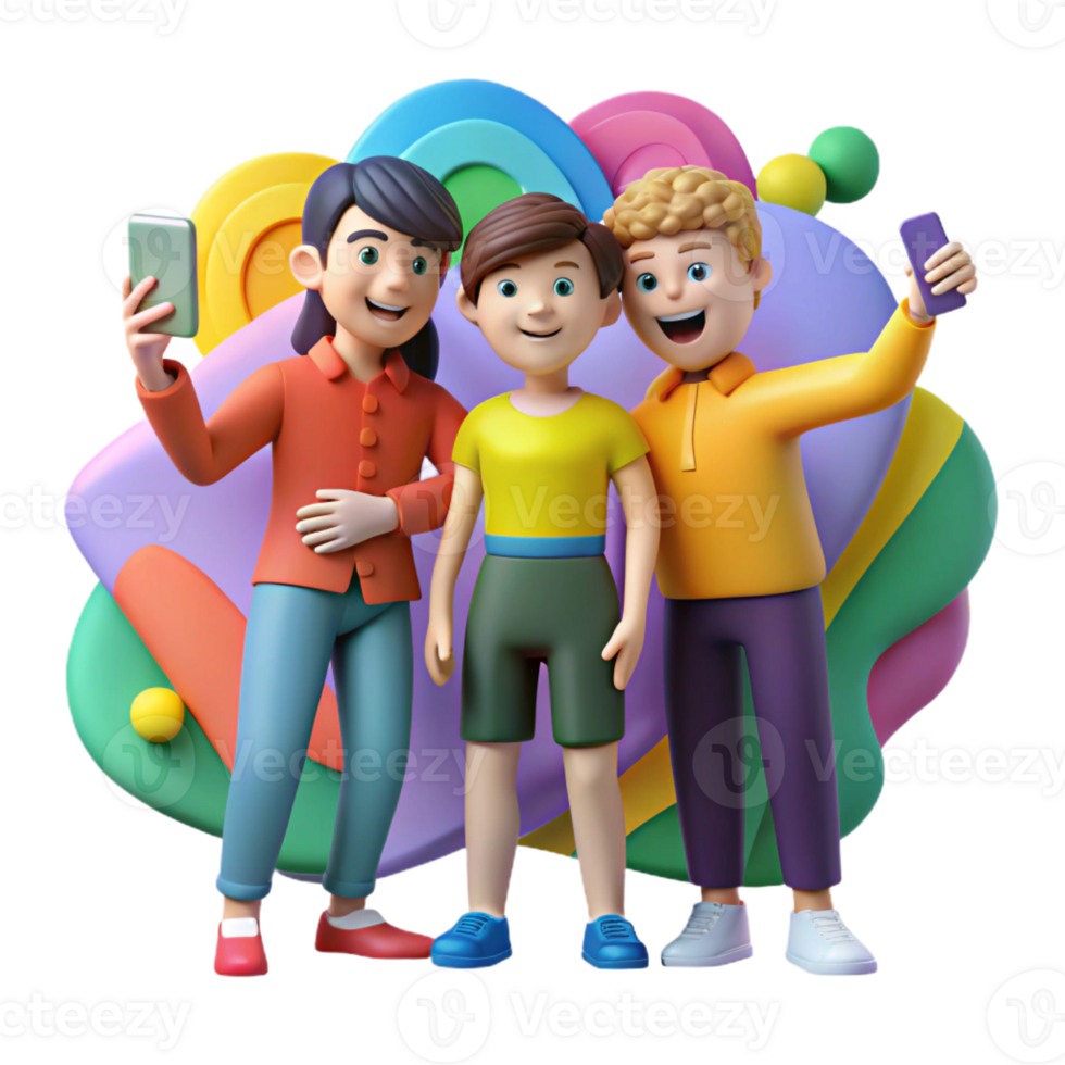 magnificent minimalist Group of Friends Taking a Selfie in Front of 4K png