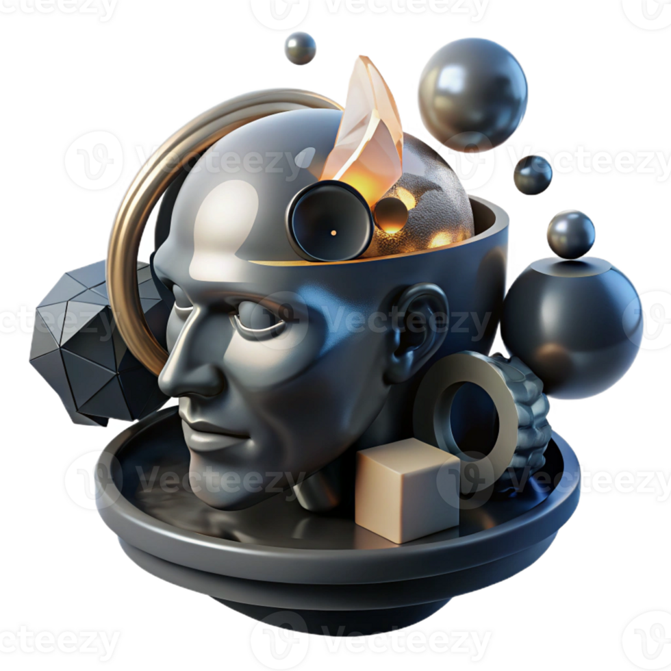 impressive modern A Colossal Fragmented Human Head Sculpted 4K png