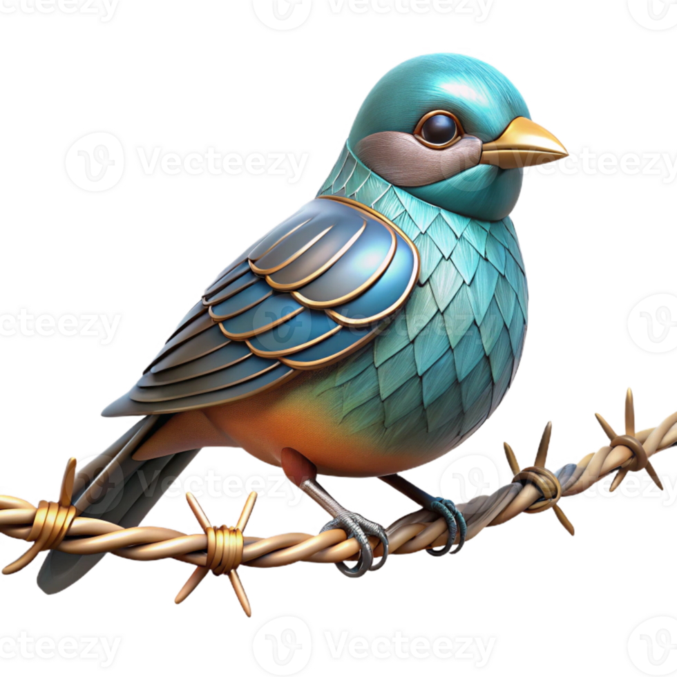 dramatic classic A Bird with Metallic Feathers Perched on a R detailed png