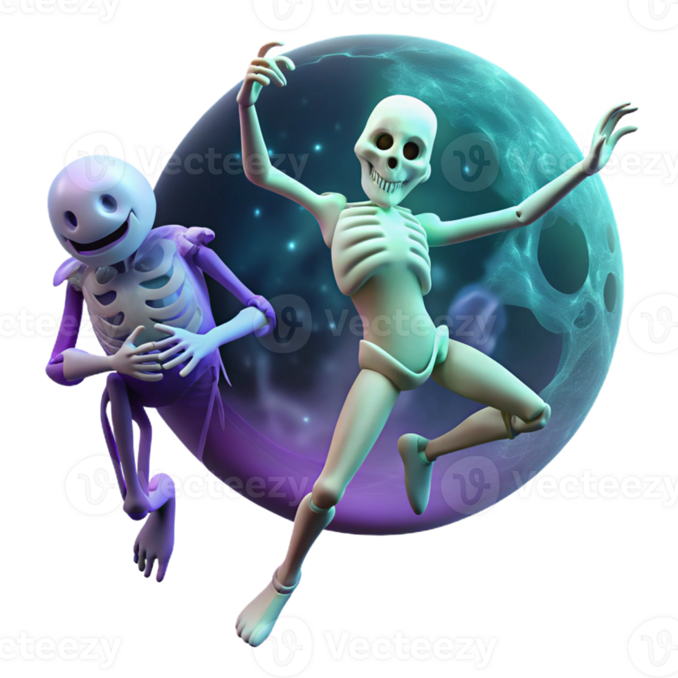 extraordinary minimalist A Skeletal Figure Dancing with a Ghostly App premium png