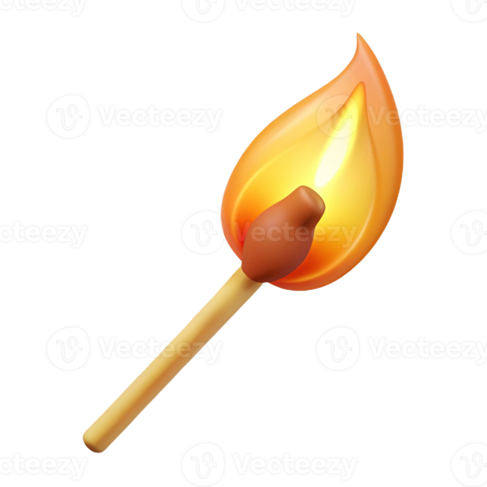 magnificent artistic A Single Lit Matchstick with a Flickering detailed png