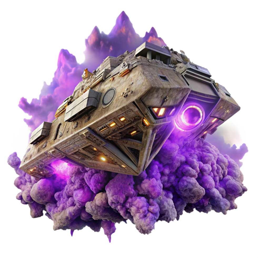 magnificent vintage A Colossal Ancient Spaceship Intricately premium png