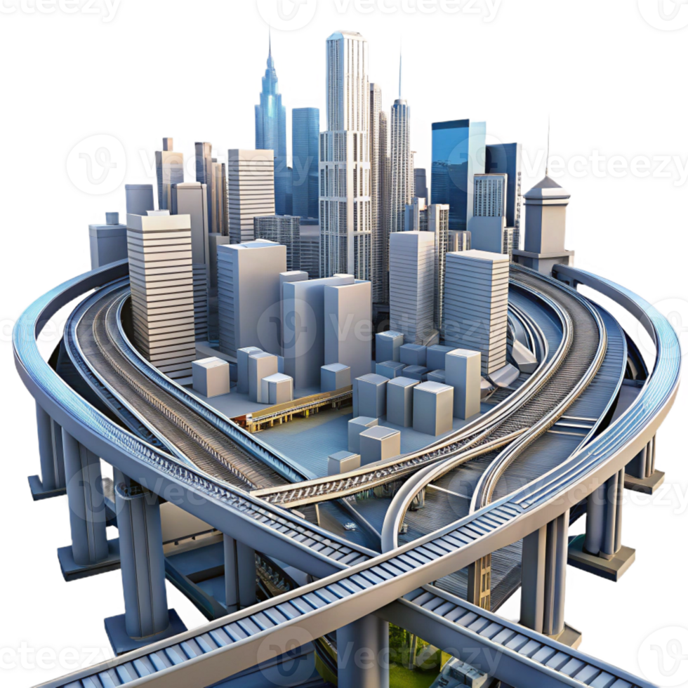 vibrant minimalist A Complex Network of Elevated Train Tracks exclusive png