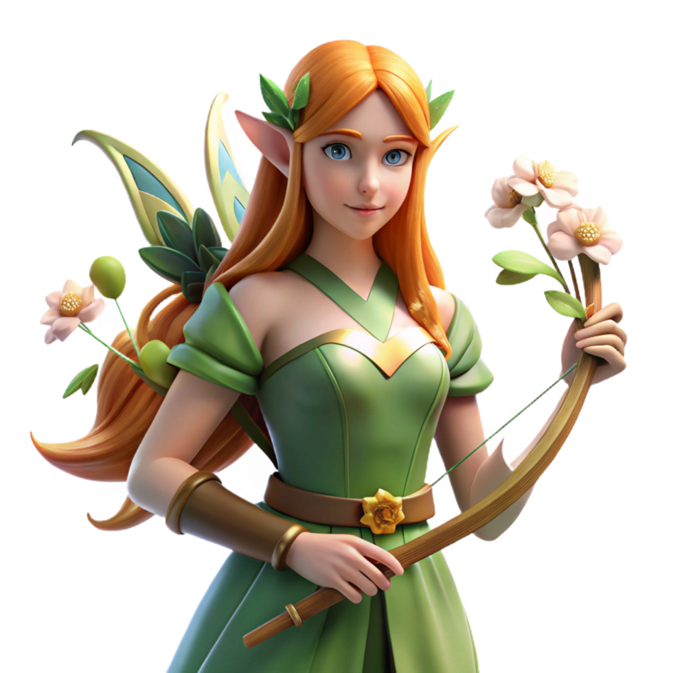 elegant artistic A Graceful Elf Maiden with Long Flowing exclusive png