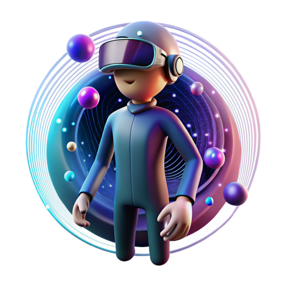 elegant traditional A Solitary Figure in a Vr Headset original png