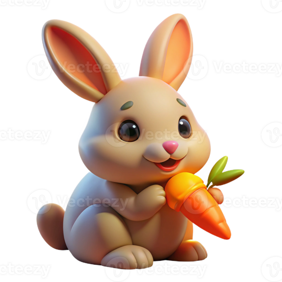 dramatic vintage A Cute and Fluffy Bunny Rabbit Nibbling 4K png