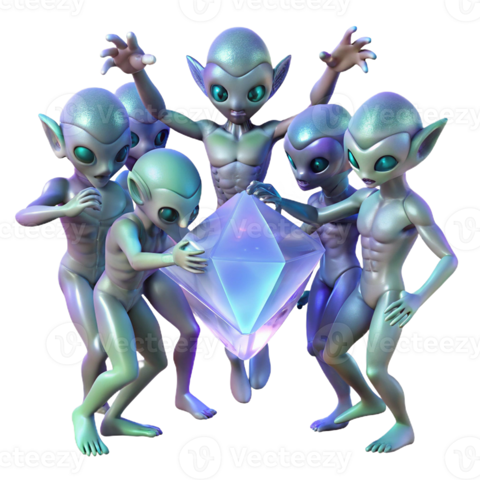 stunning creative A Group of Alien Creatures with Iridescent original png