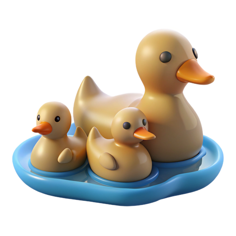 dramatic traditional A Family of Ducks Swimming in a Serene high resolution png