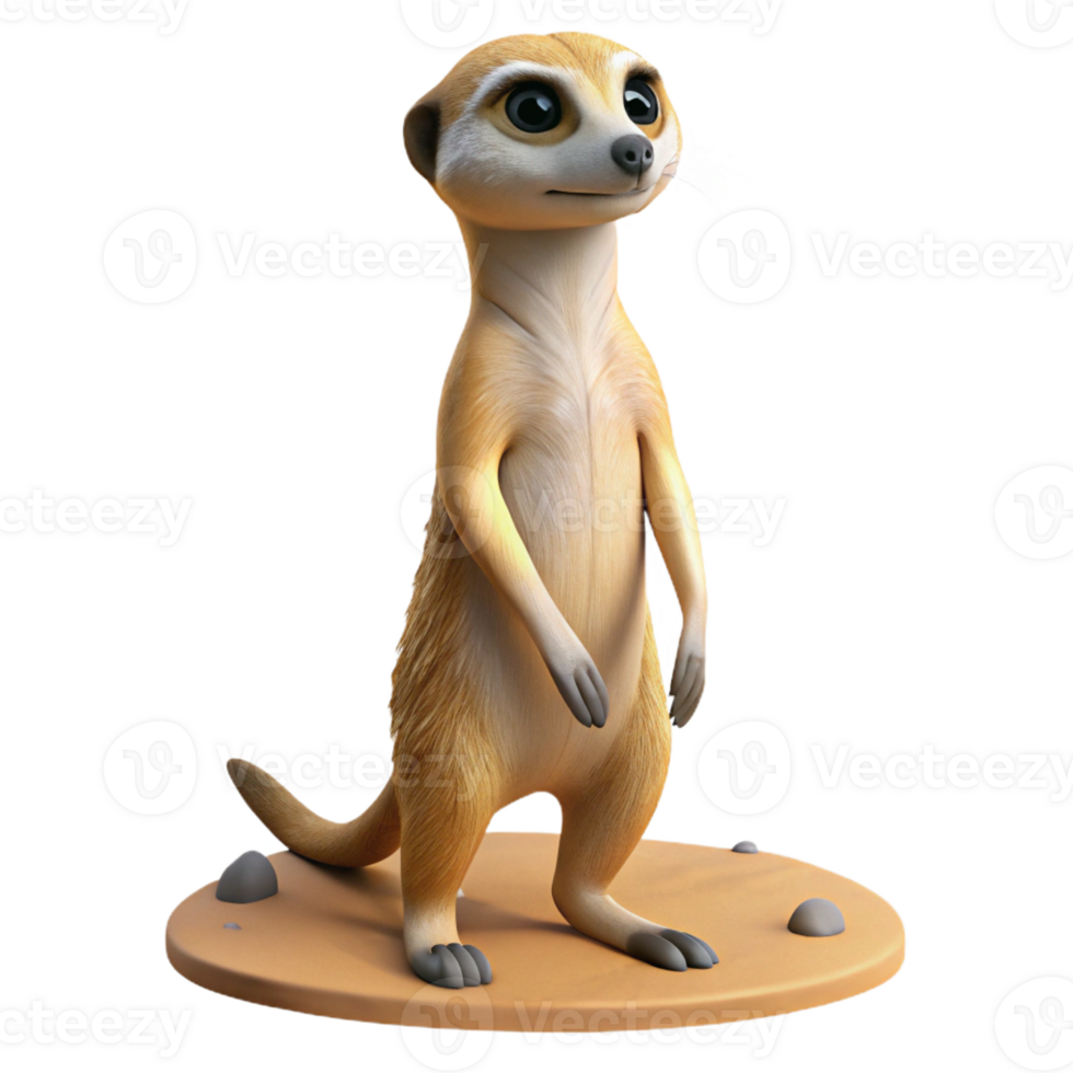 extraordinary vintage A Curious Meerkat Standing on Its Hind 4K png