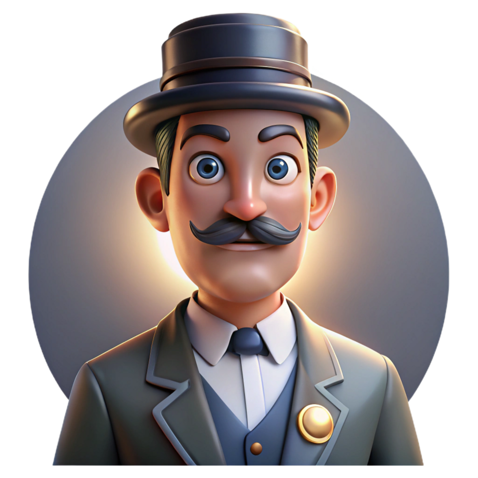 extraordinary modern Portrait of a Man with a Handlebar high resolution png