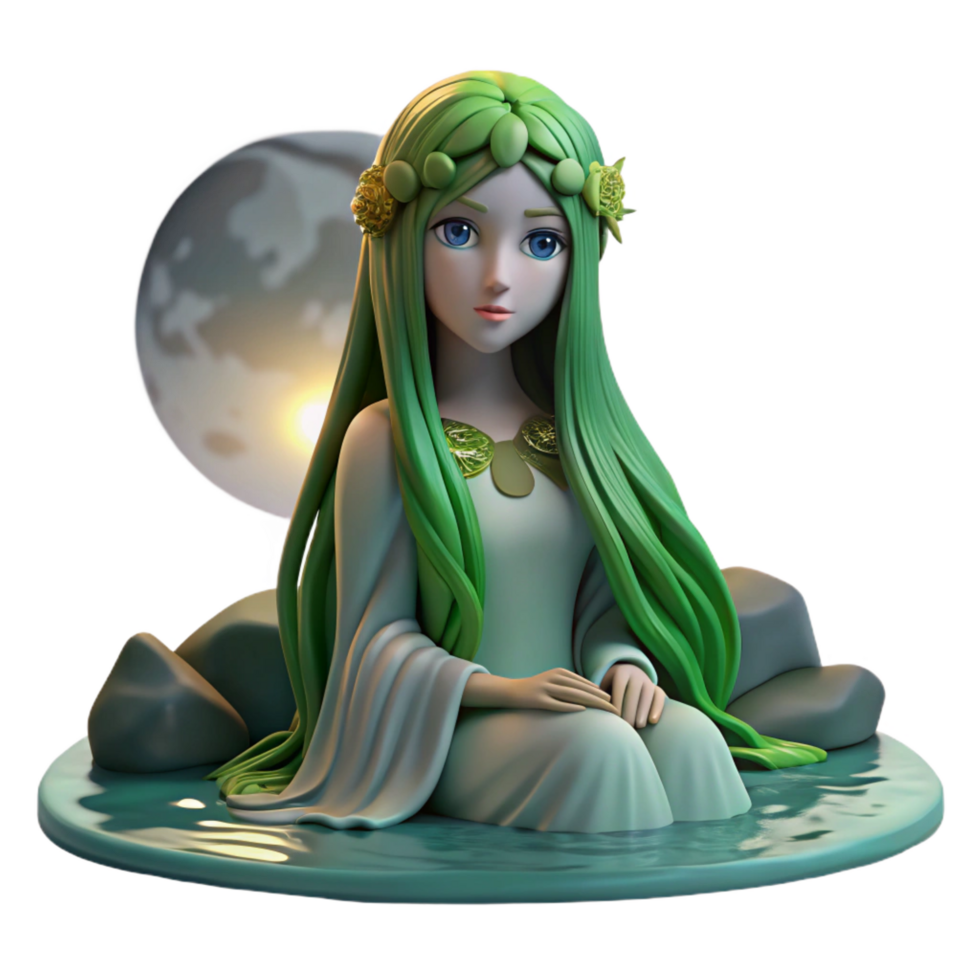 impressive modern A Benevolent Slavic Rusalka with Long professional png