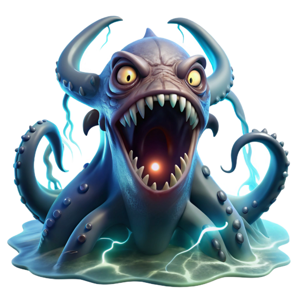 dramatic artistic A Fearsome Kraken with Massive Tentacles authentic png