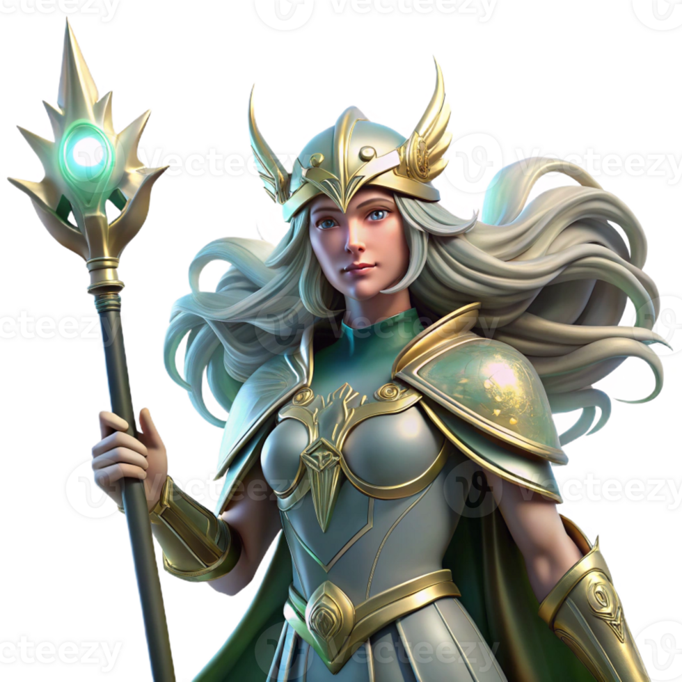 vibrant creative A Lone Ethereal Valkyrie with Flowing original png