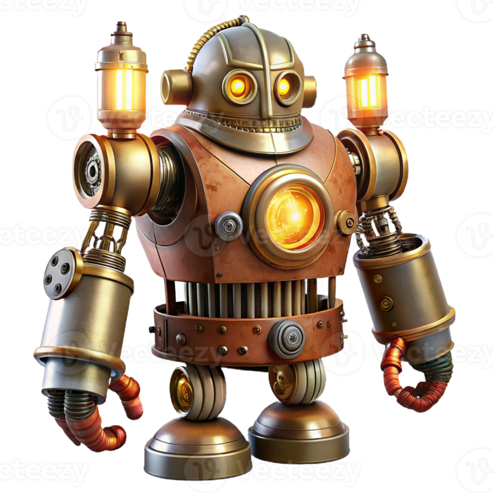 stunning traditional A Powerful Steampunk Robot with Intricate exclusive png