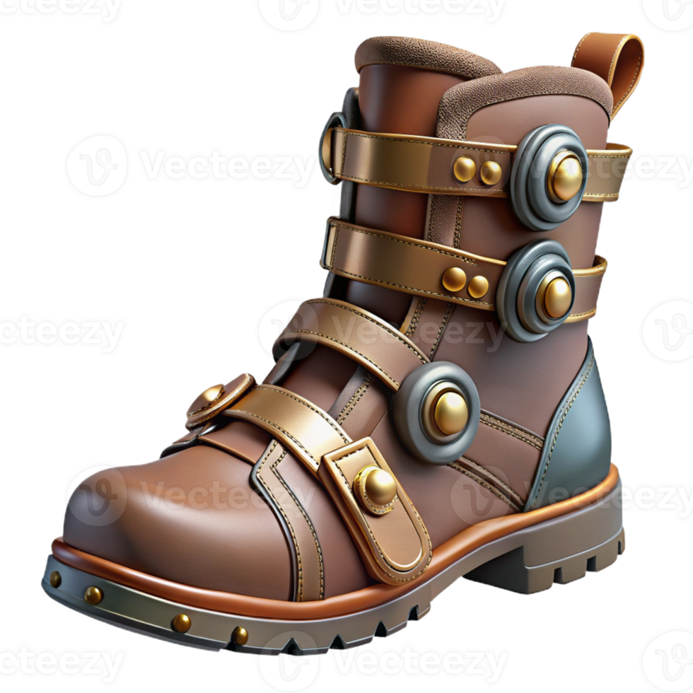magnificent artistic A Steampunk Boot with Intricate Buckles genuine png