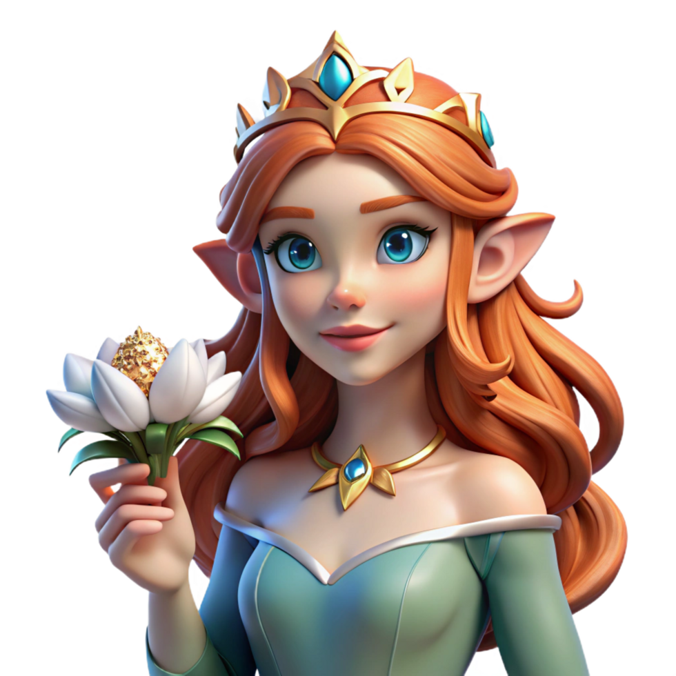 elegant rustic A Elf Queen with Flowing Auburn high resolution png